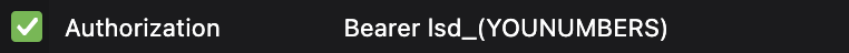 Authorization header set to Bearer lsd_(your API key), shown as valid